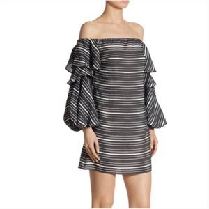 Scripted Tiered Off-The-Shoulder Dress